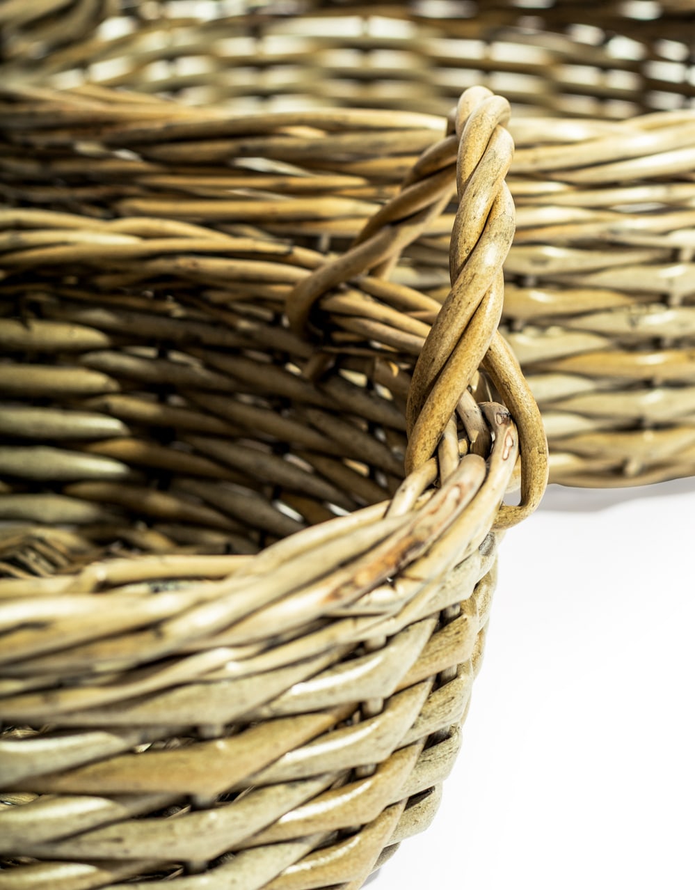 Set of 3 Rustic Woven Round Storage Baskets