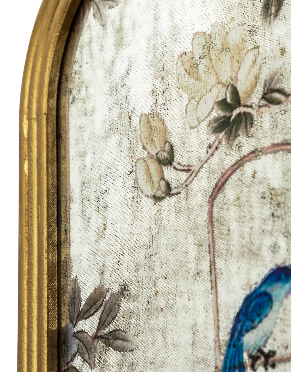 Tall Arch Gold-Framed Botanical Glass Wall Mirror
