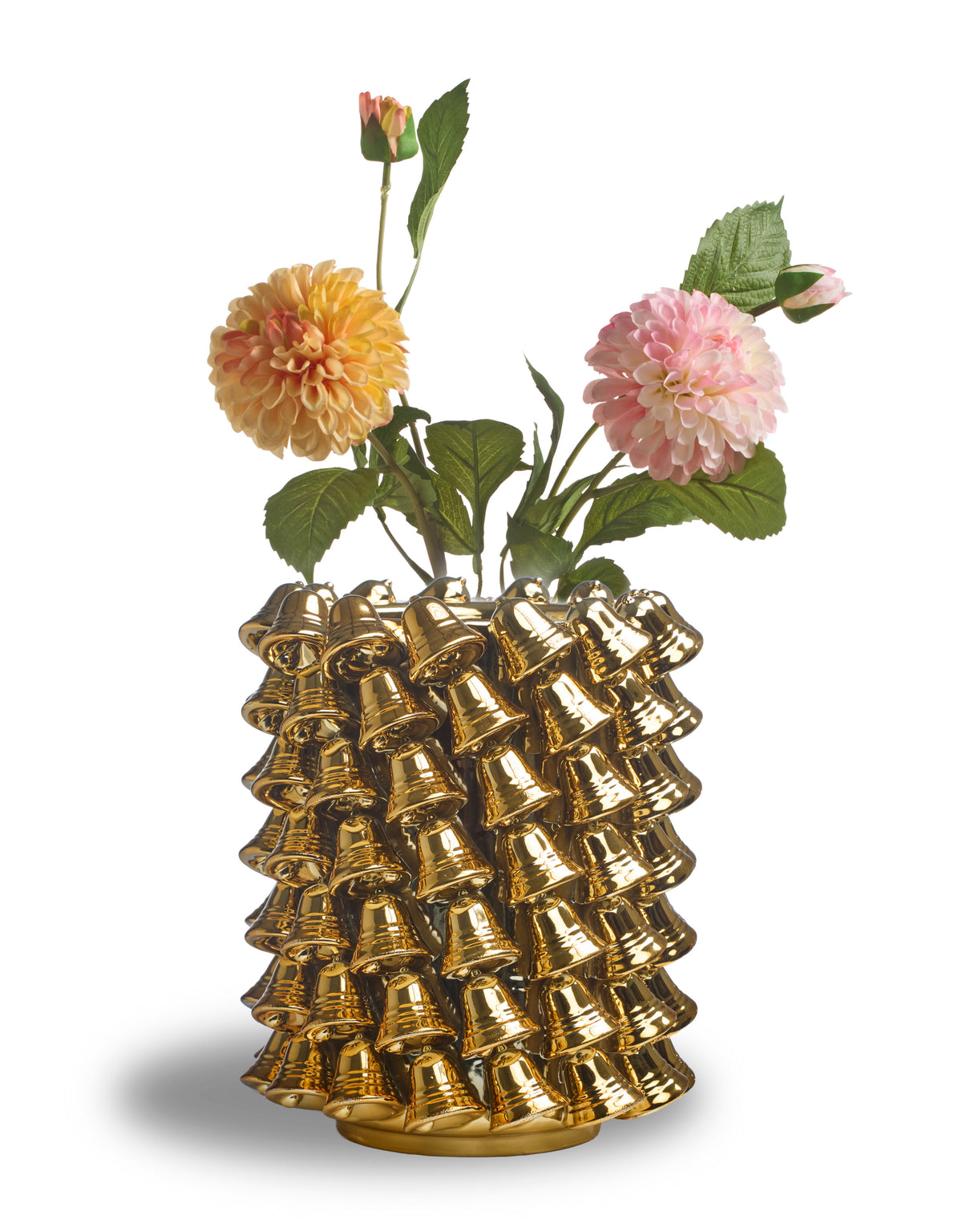Ceramic Large Gold Plated Multi Bell Vase
