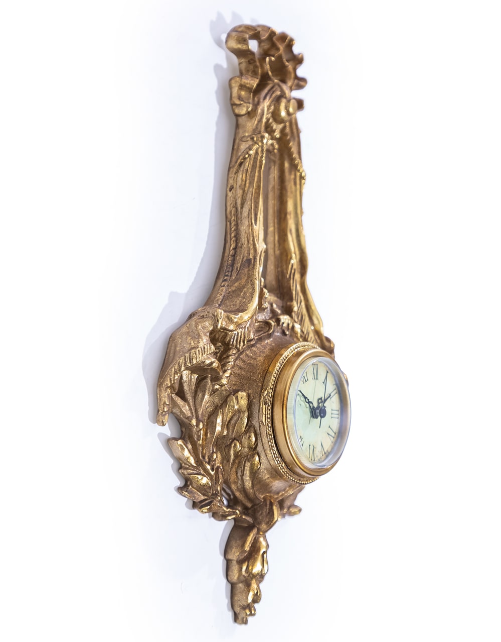 Antique Gold Wall Hanging Ornate Bow Clock