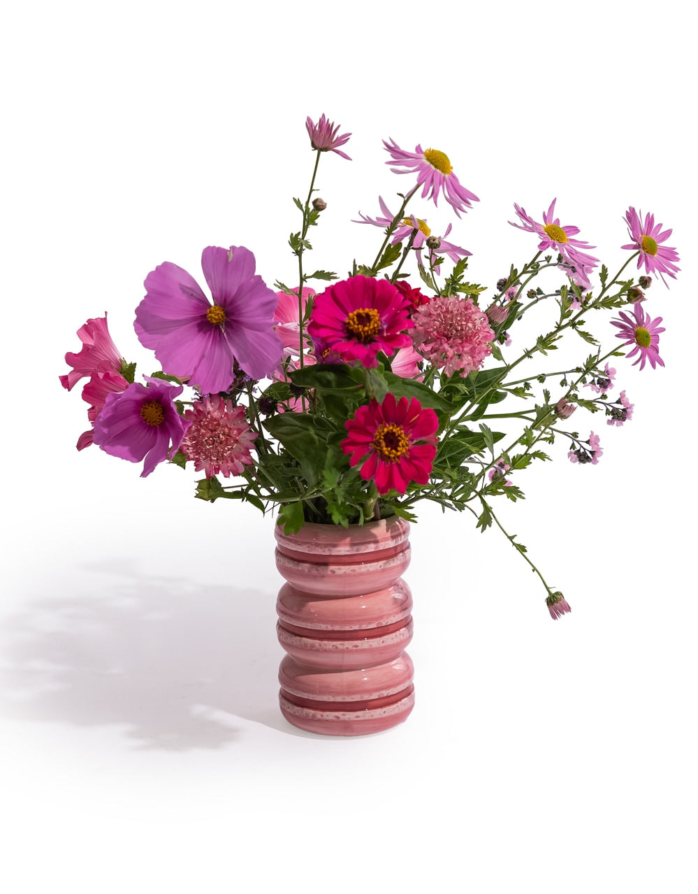 Pink Macaroon Stack Ceramic Stem Vase