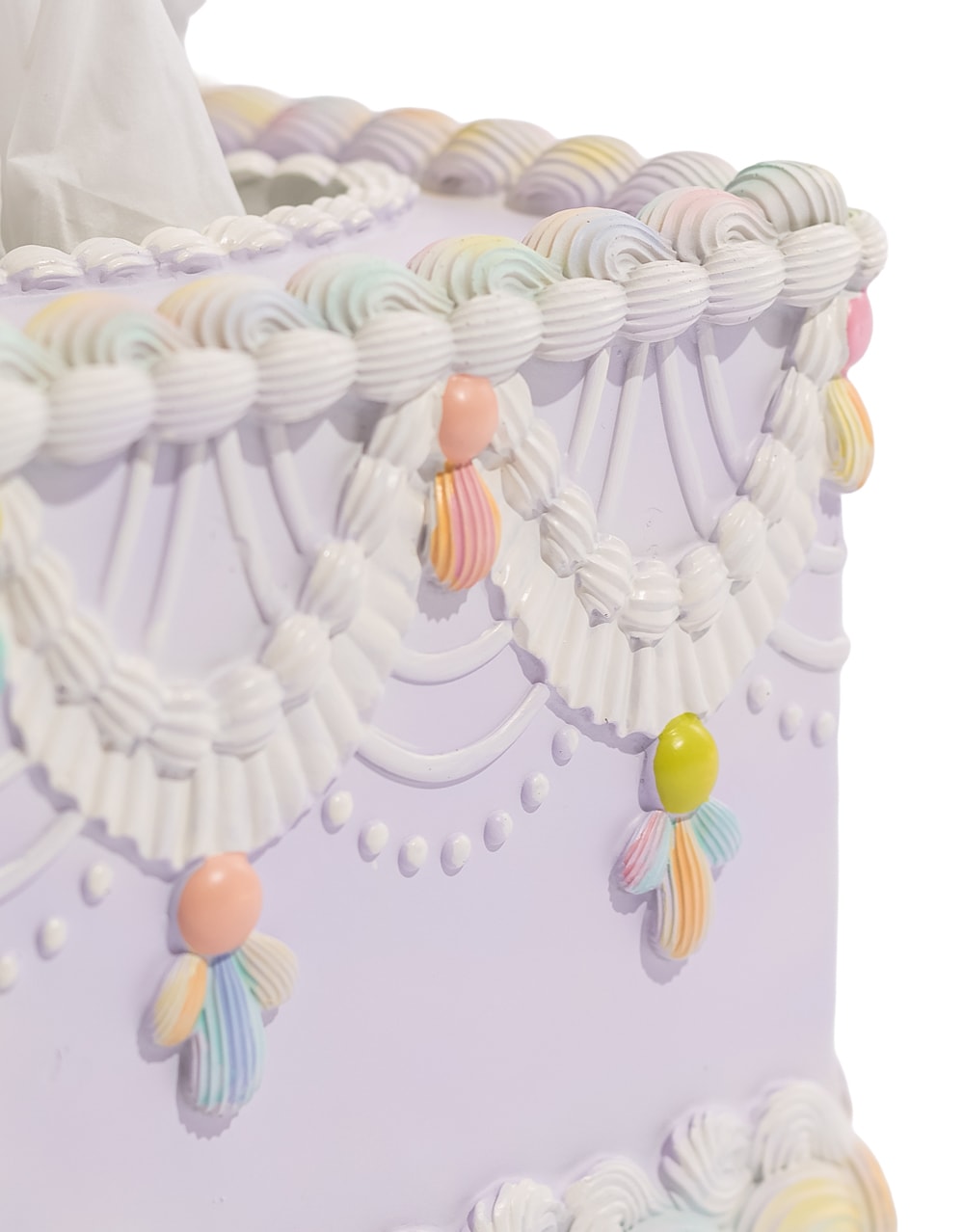 Decorative Piped Iced Cake Tissue Box Holder