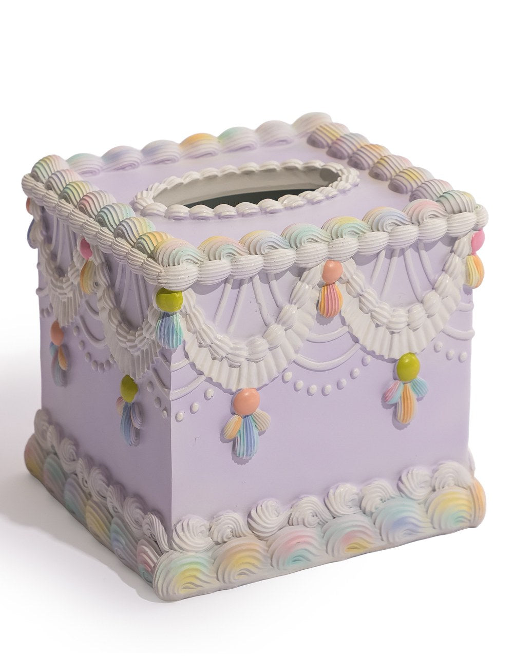 Decorative Piped Iced Cake Tissue Box Holder