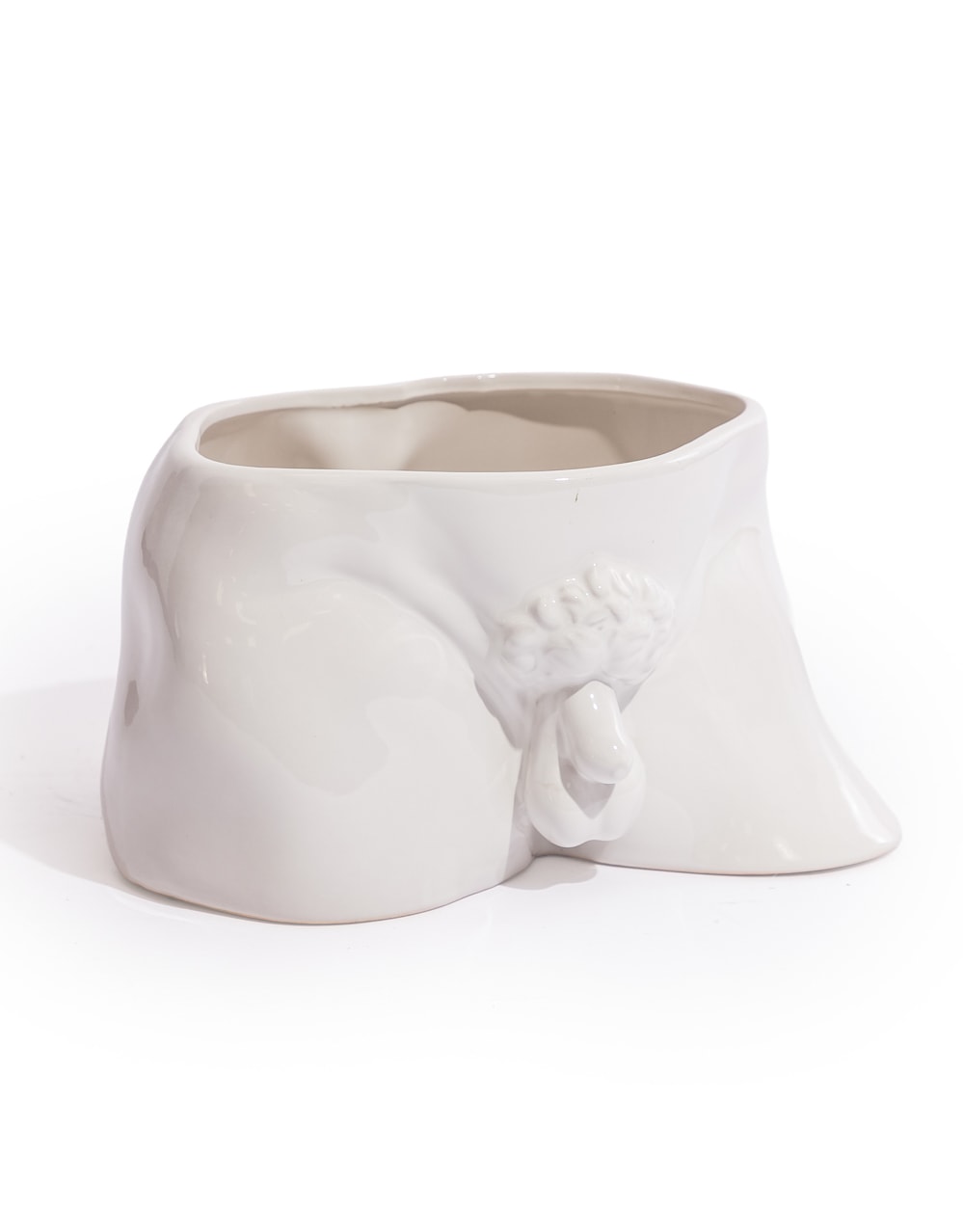 Large White Ceramic "Roman Privates" Vase