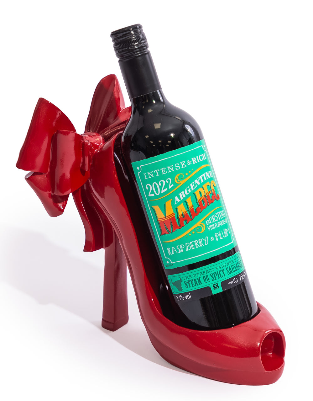 Red Ribbon Bow High Heels Bottle Holder
