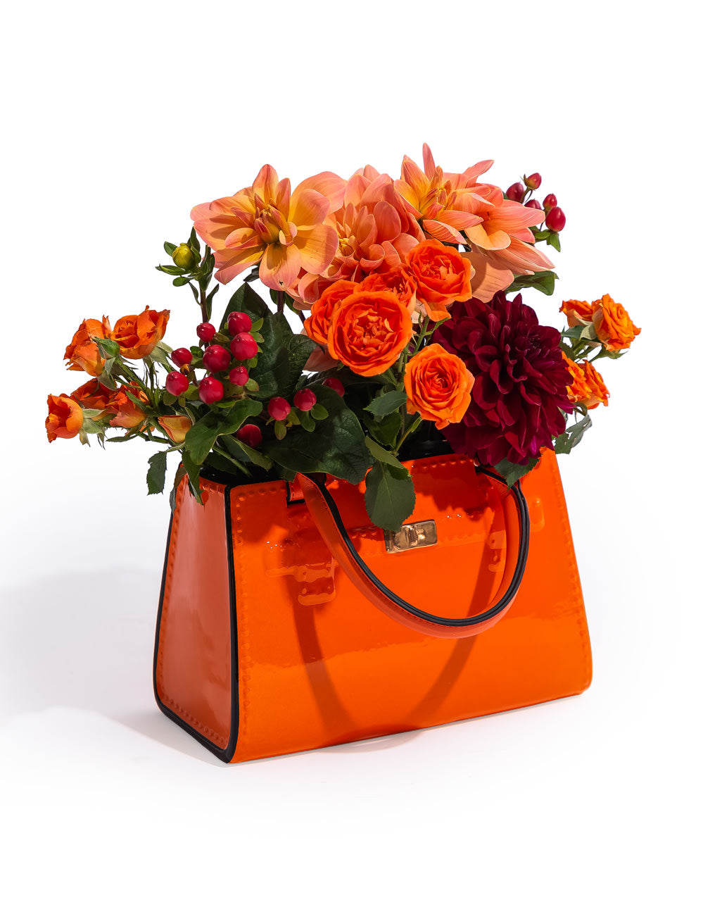 Bright Orange Ceramic Handbag Vase
