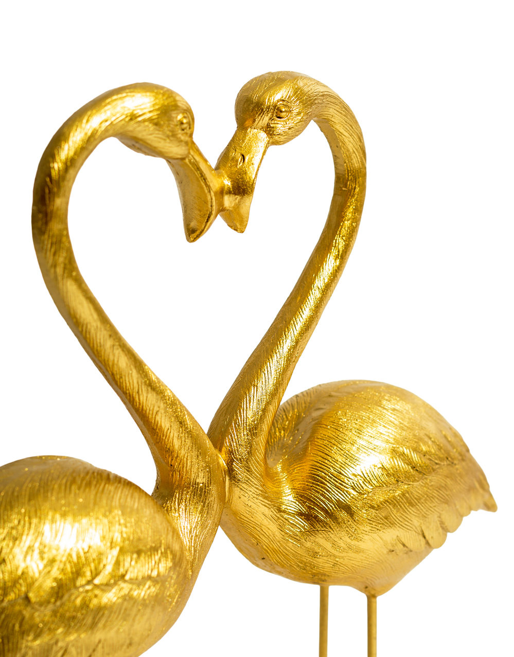 Antique Gold "Love Heart" Pair of Flamingos Figure