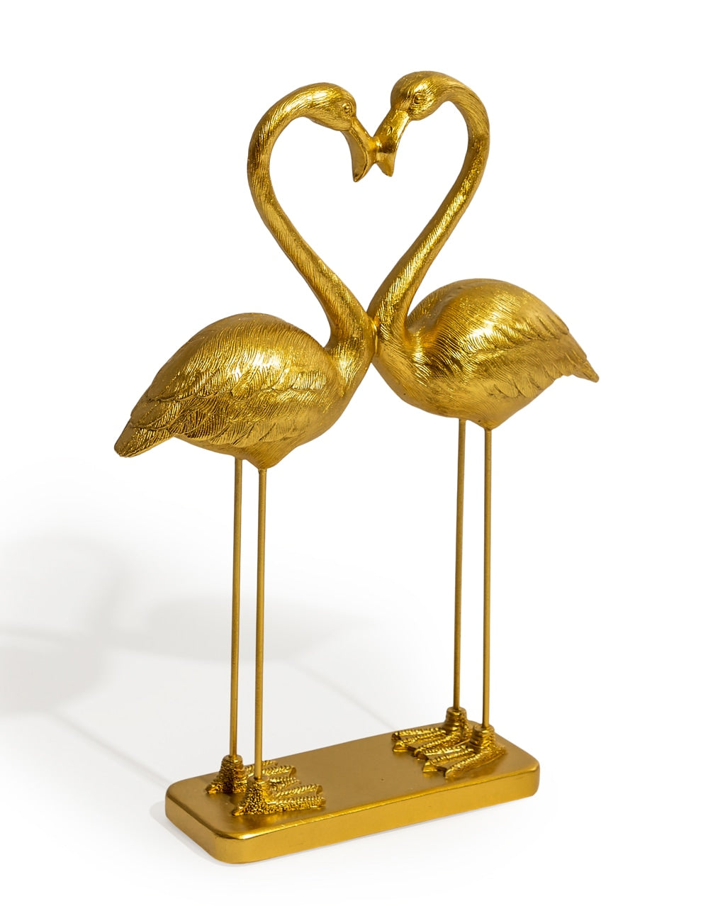 Antique Gold "Love Heart" Pair of Flamingos Figure