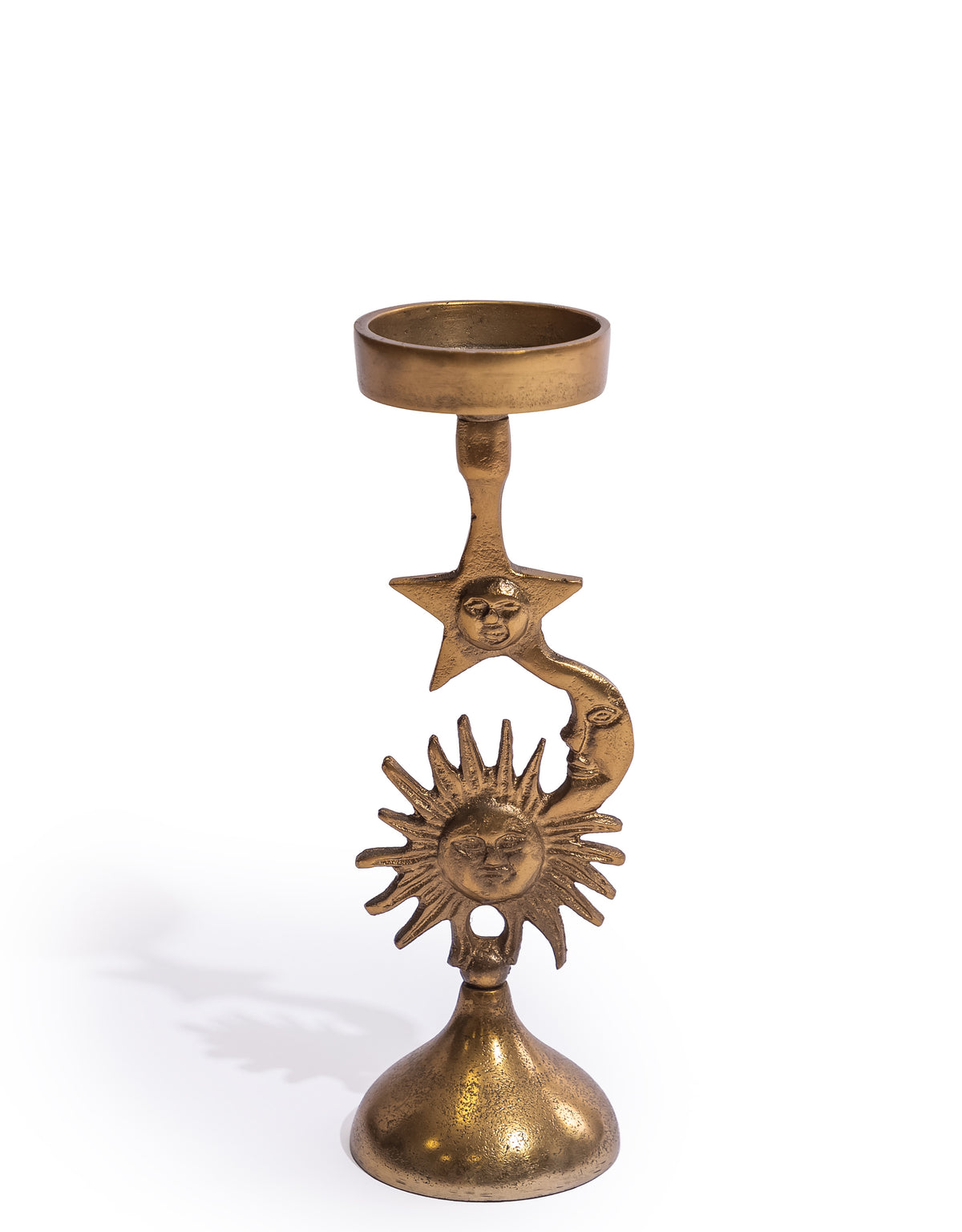 Antique Gold Celestial Candle Holder