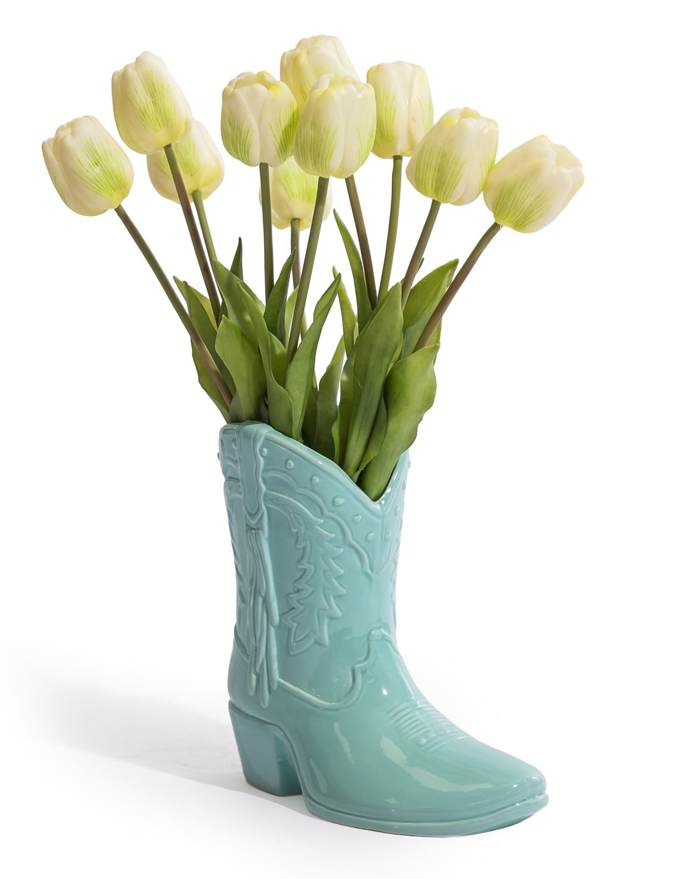 Bright Blue "Swiftie" Cowboy Boot Ceramic Vase