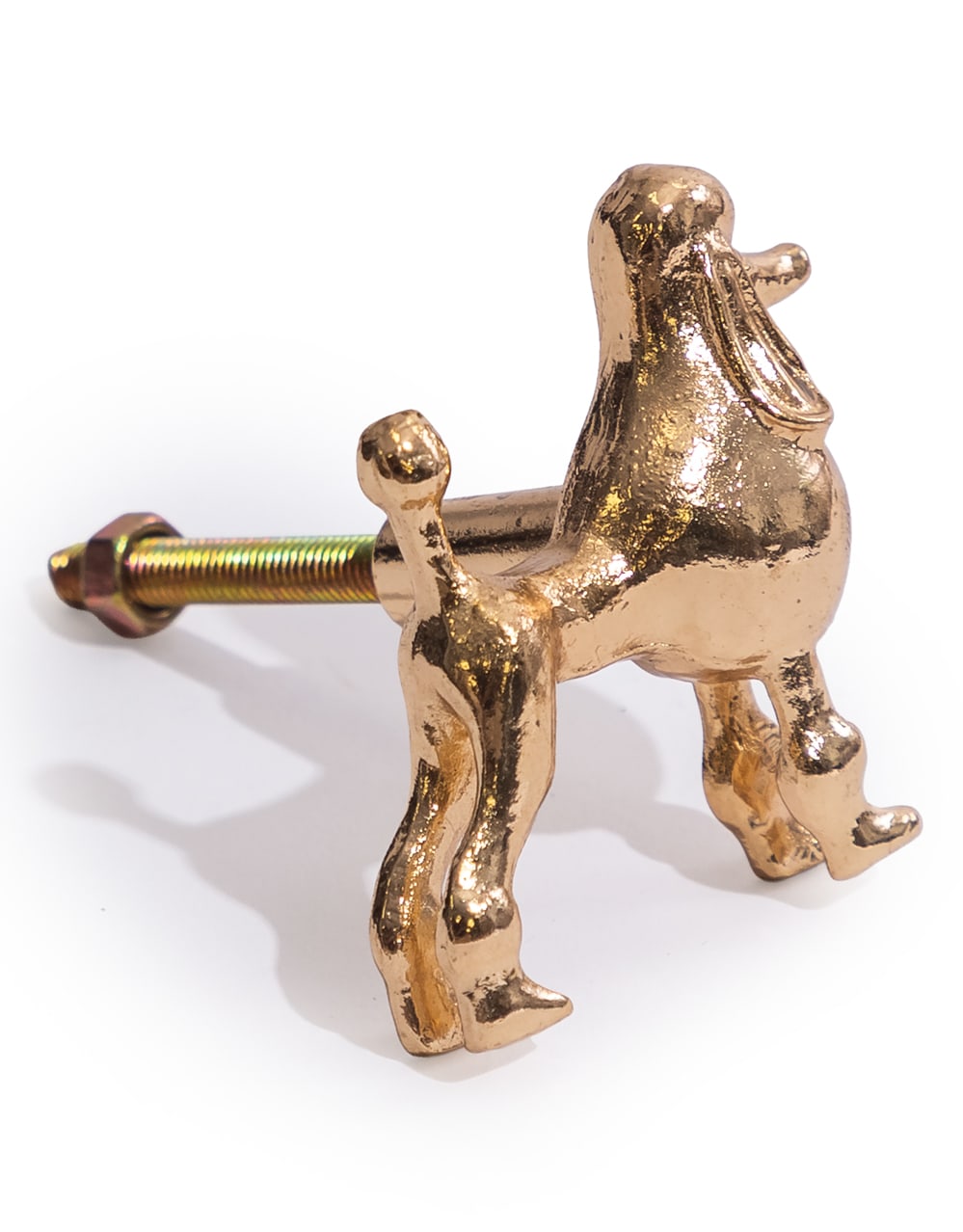 Gold Poodle Dog Drawer Knob