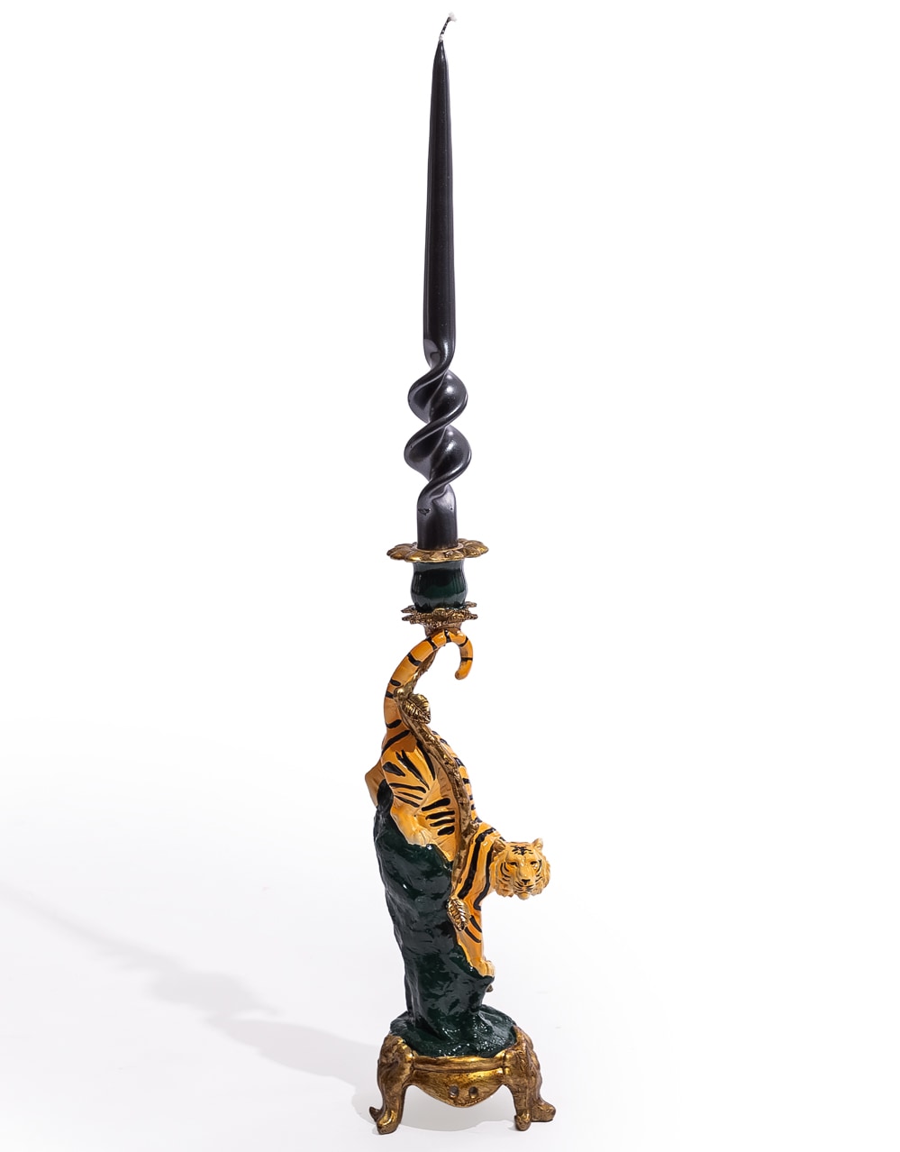 Antiqued Ornate Tiger Candle Holder