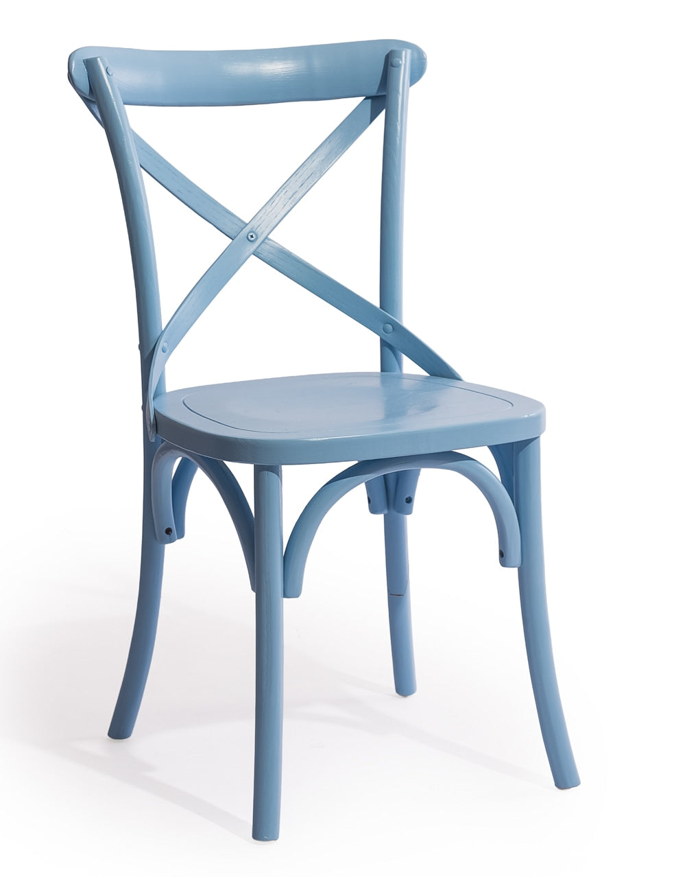 Pastel Blue Reclaimed Elm Cross-Back Dining Chair