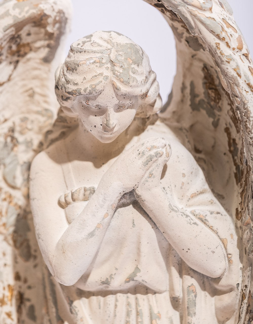 Large Antiqued White Angel Ornament / Figure
