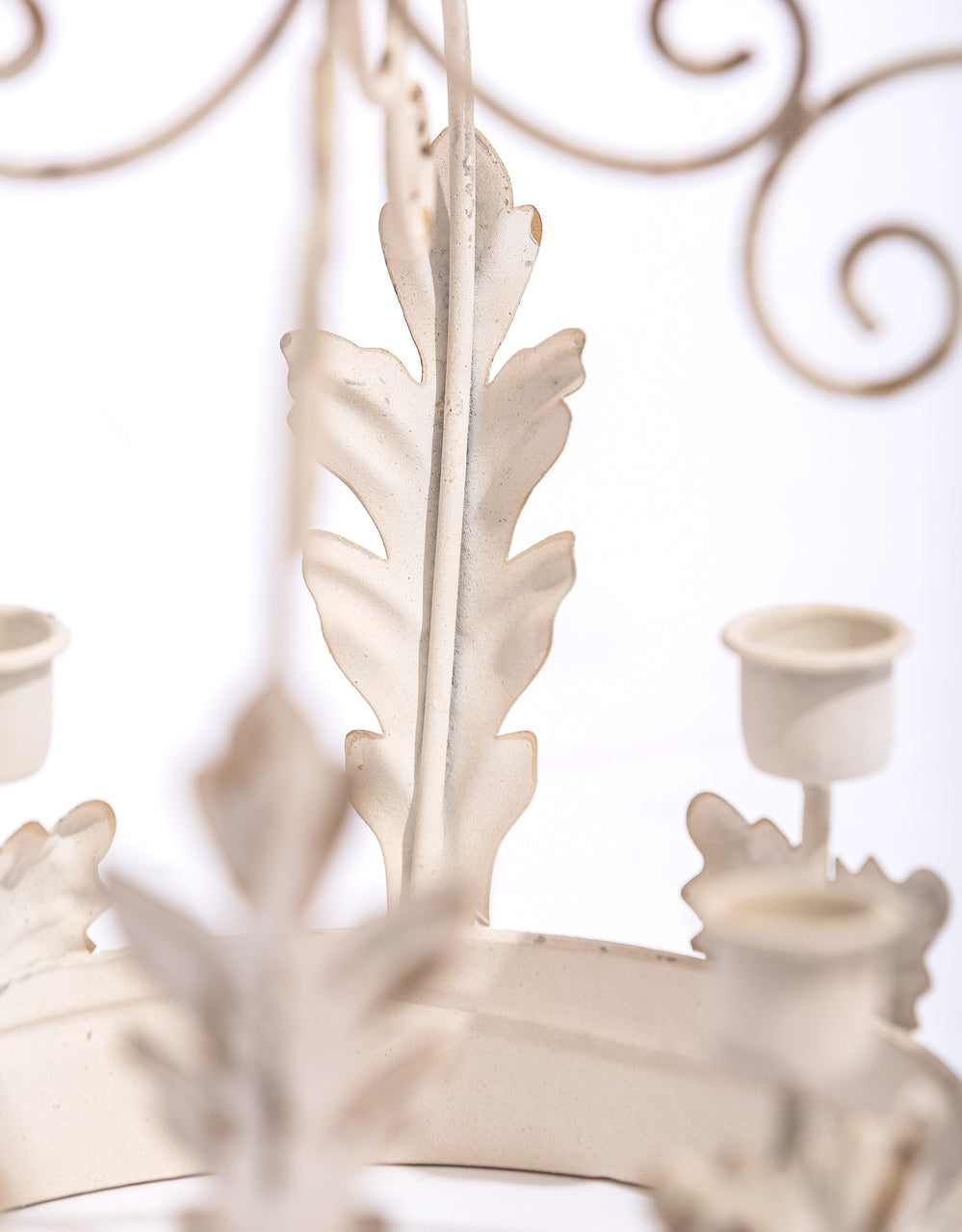 Antique White Metal Crown Candle Holder