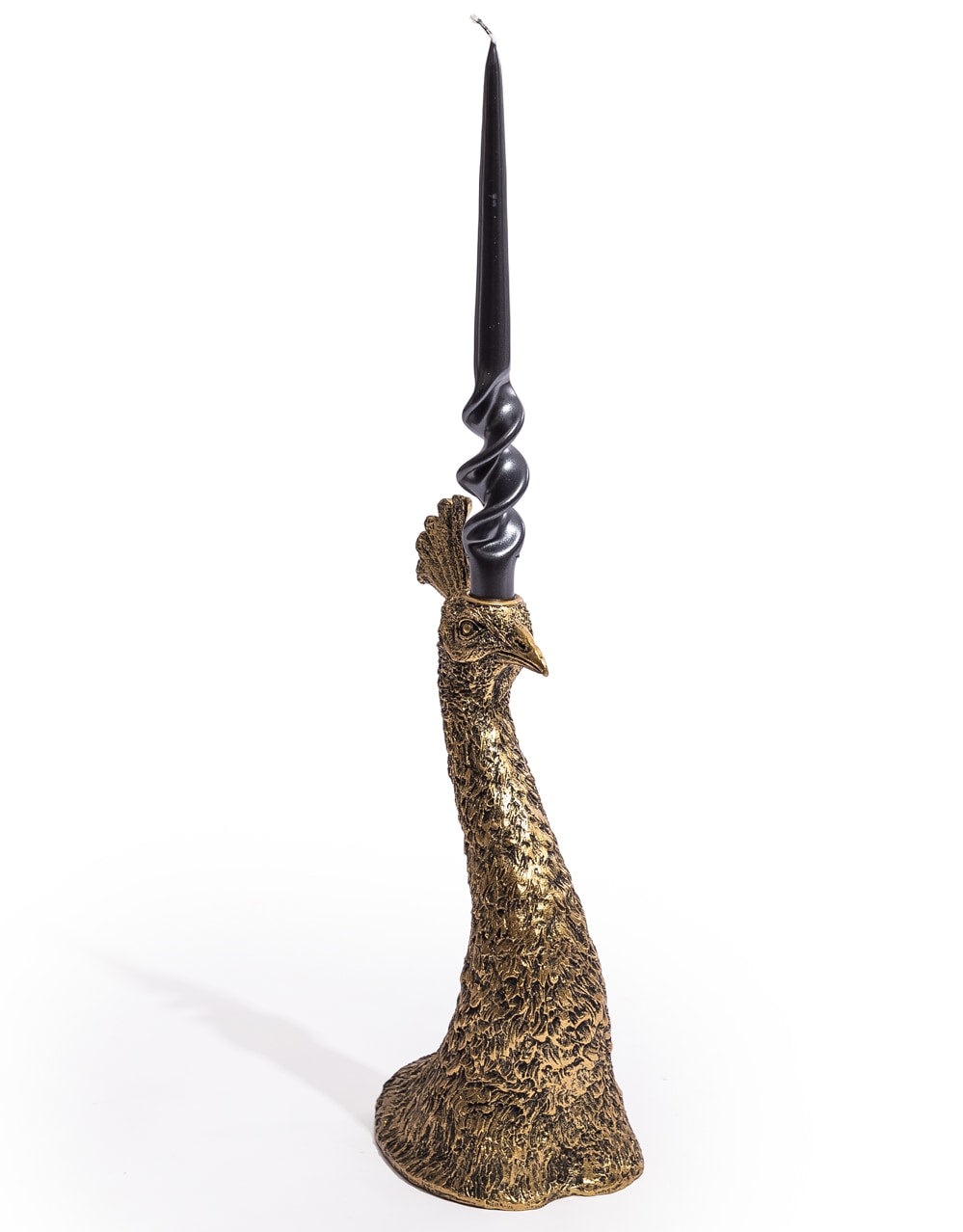 Antique Gold Peacock Head Candle Holder