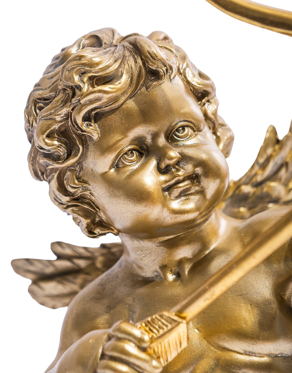 Antique Gold Standing Cupid Cherub Table Lamp