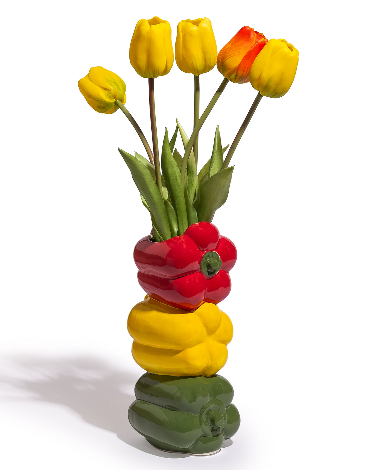 Mixed Peppers Ceramic Stem Vase