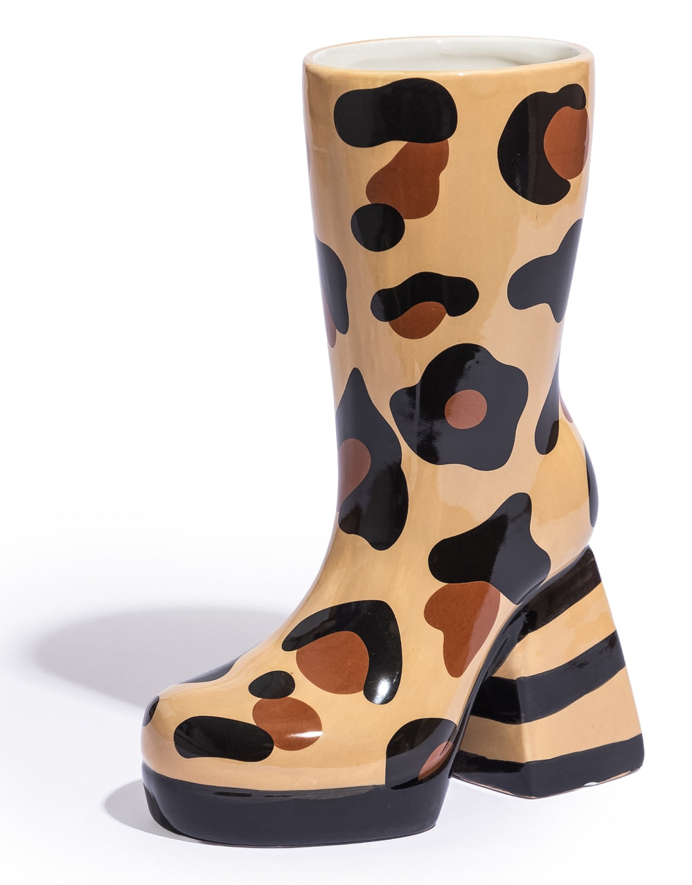 Leopard Print Heeled-Boot Ceramic Vase