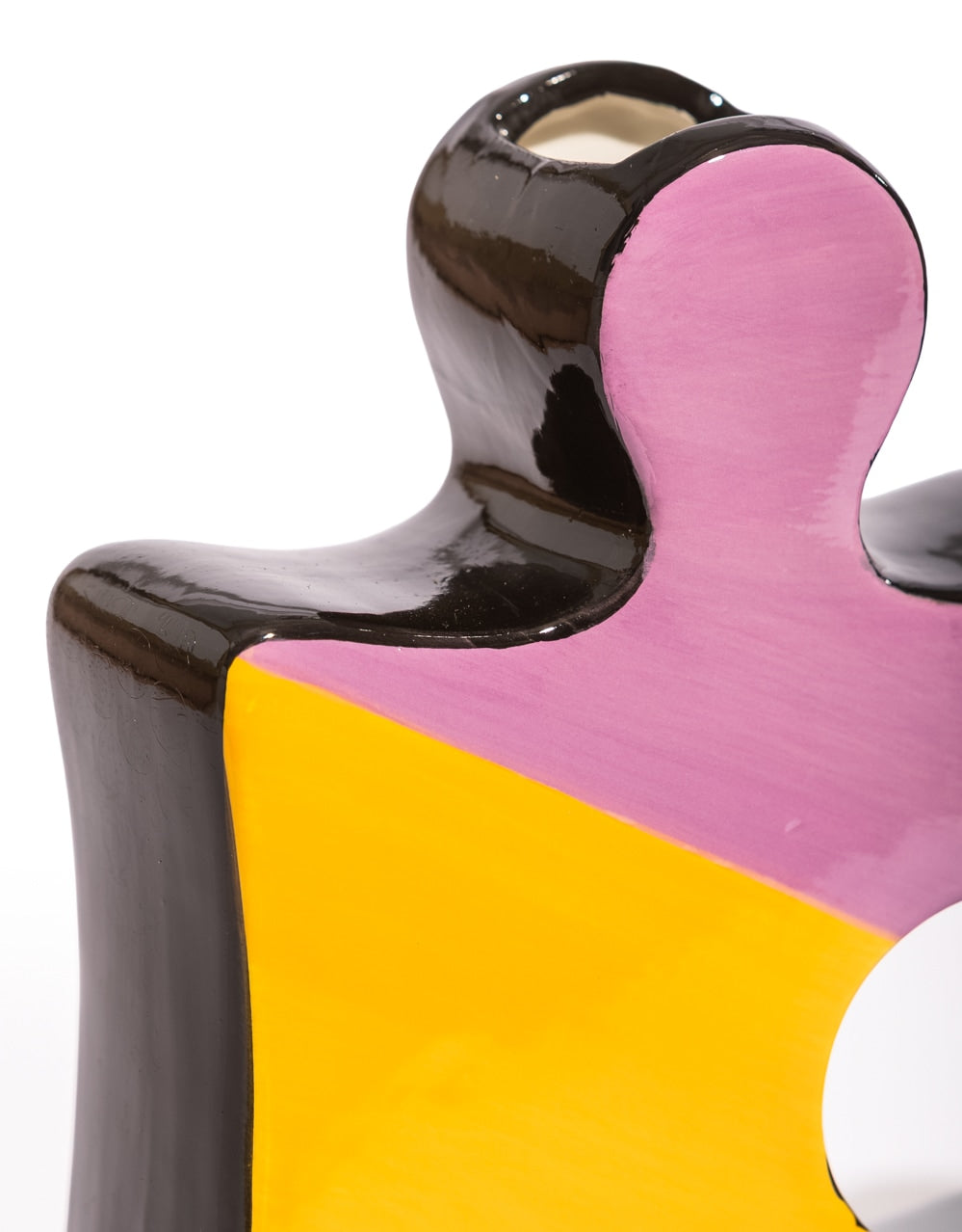 Set of 2 Orange/Purple/Black Ceramic Jigsaw Piece Vases