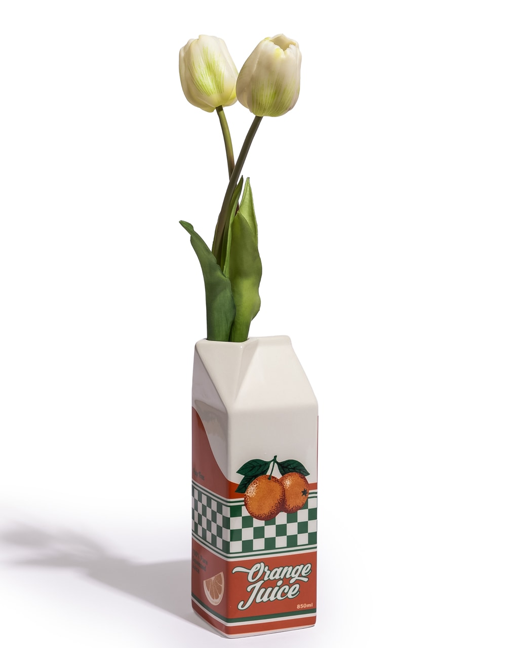Orange Juice Carton Ceramic Stem Vase