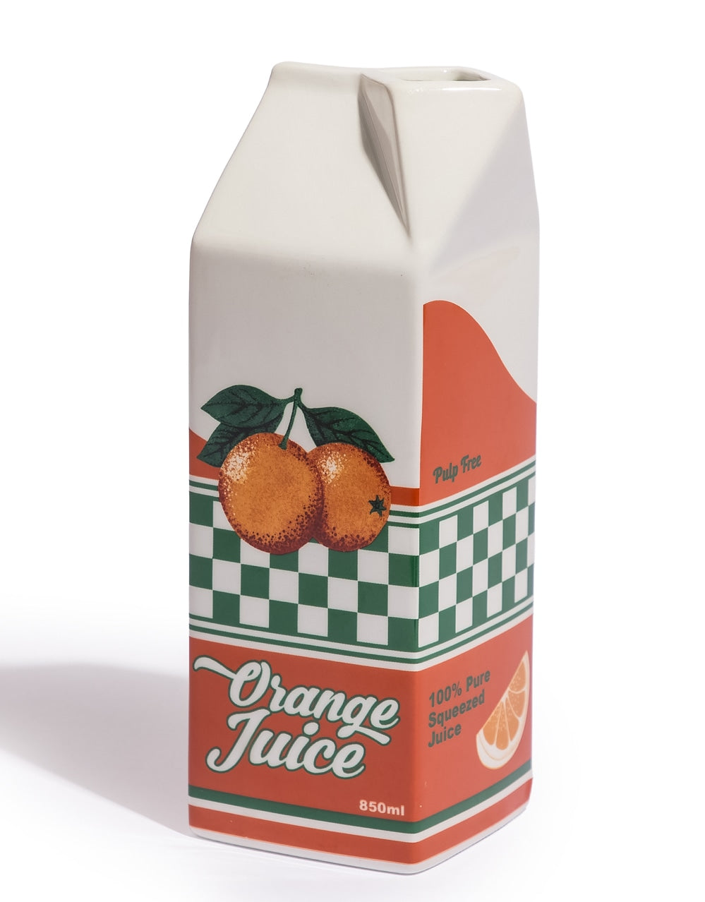 Orange Juice Carton Ceramic Stem Vase