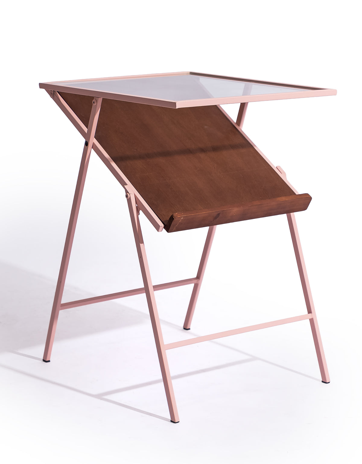Baby Pink Metal Side Table w/ Magazine Rack