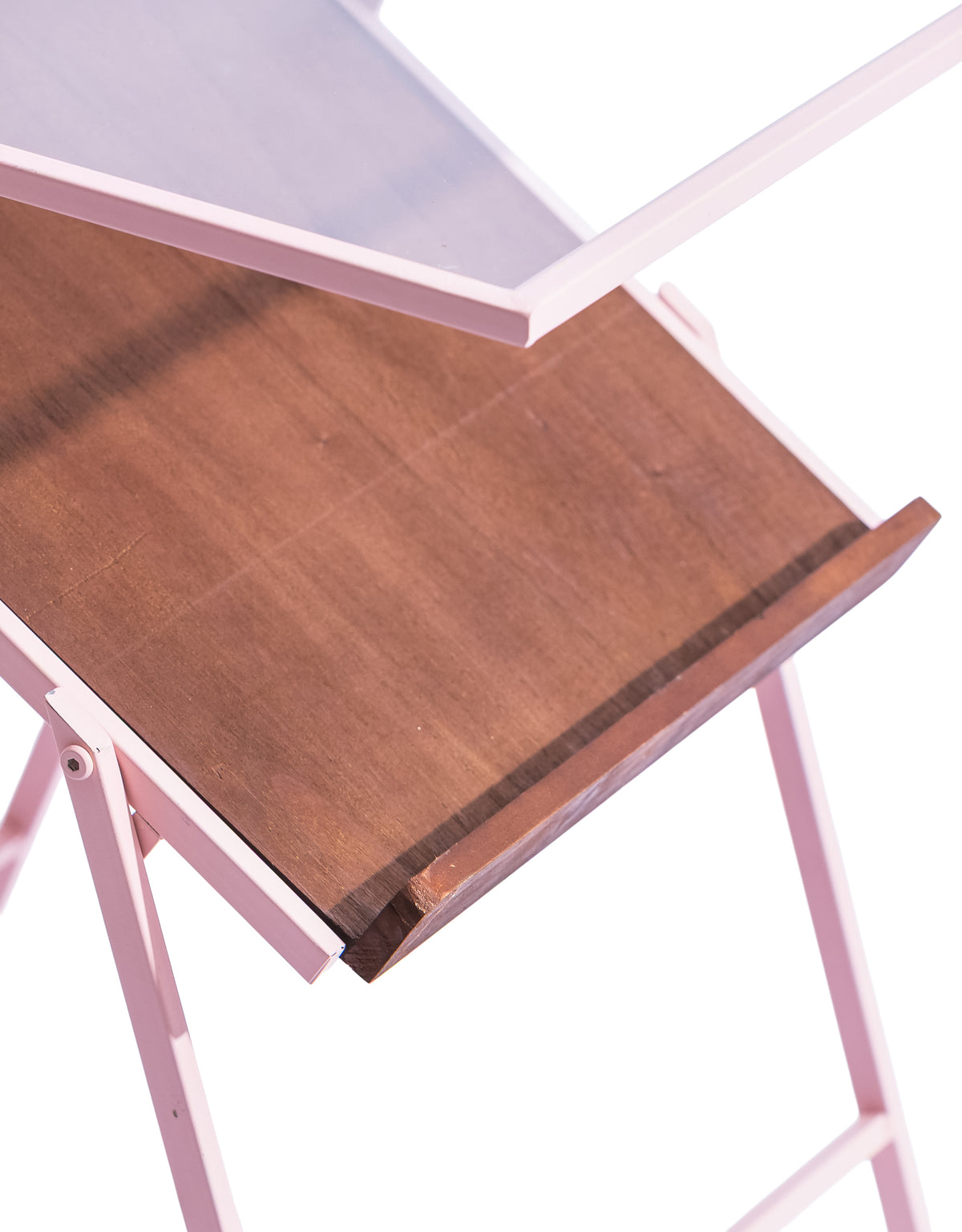 Baby Pink Metal Side Table w/ Magazine Rack