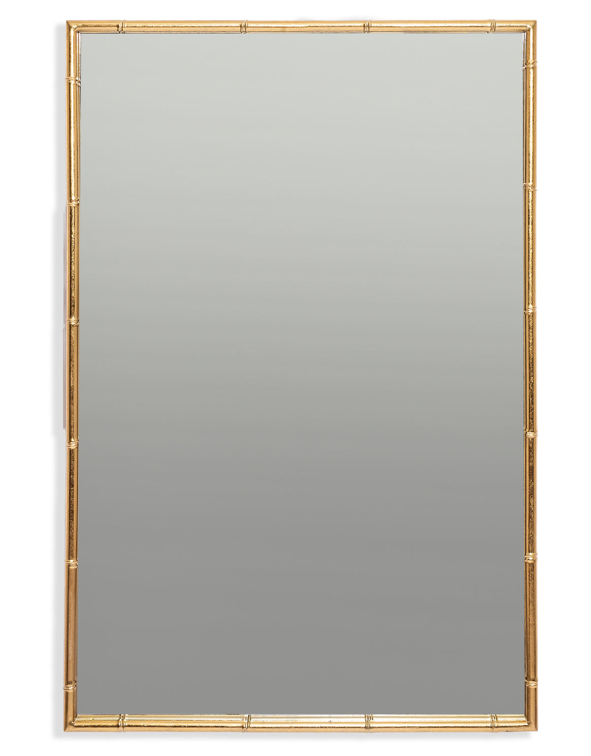 Antique Gold Rectangular Metal Bamboo Wall Mirror