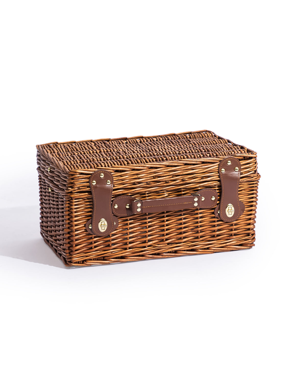 Luxury Pinstripe 2-Person Picnic Hamper w/ Leather Handles & Accessories