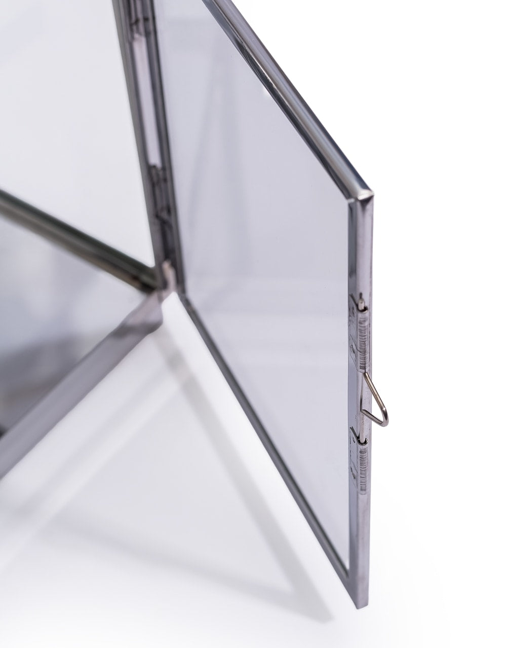 Medium Square Polished Steel and Glass Lantern