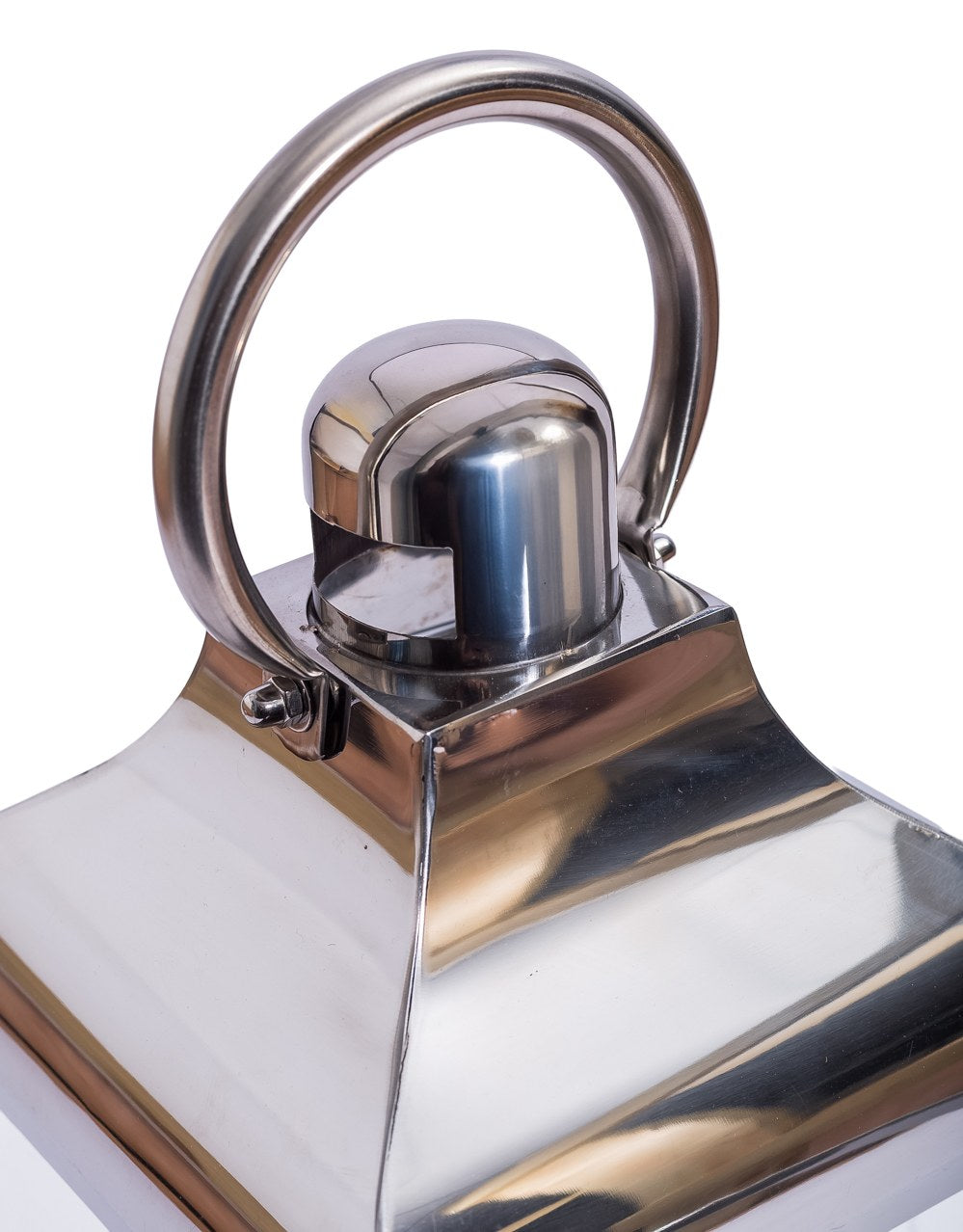 Medium Square Polished Steel and Glass Lantern