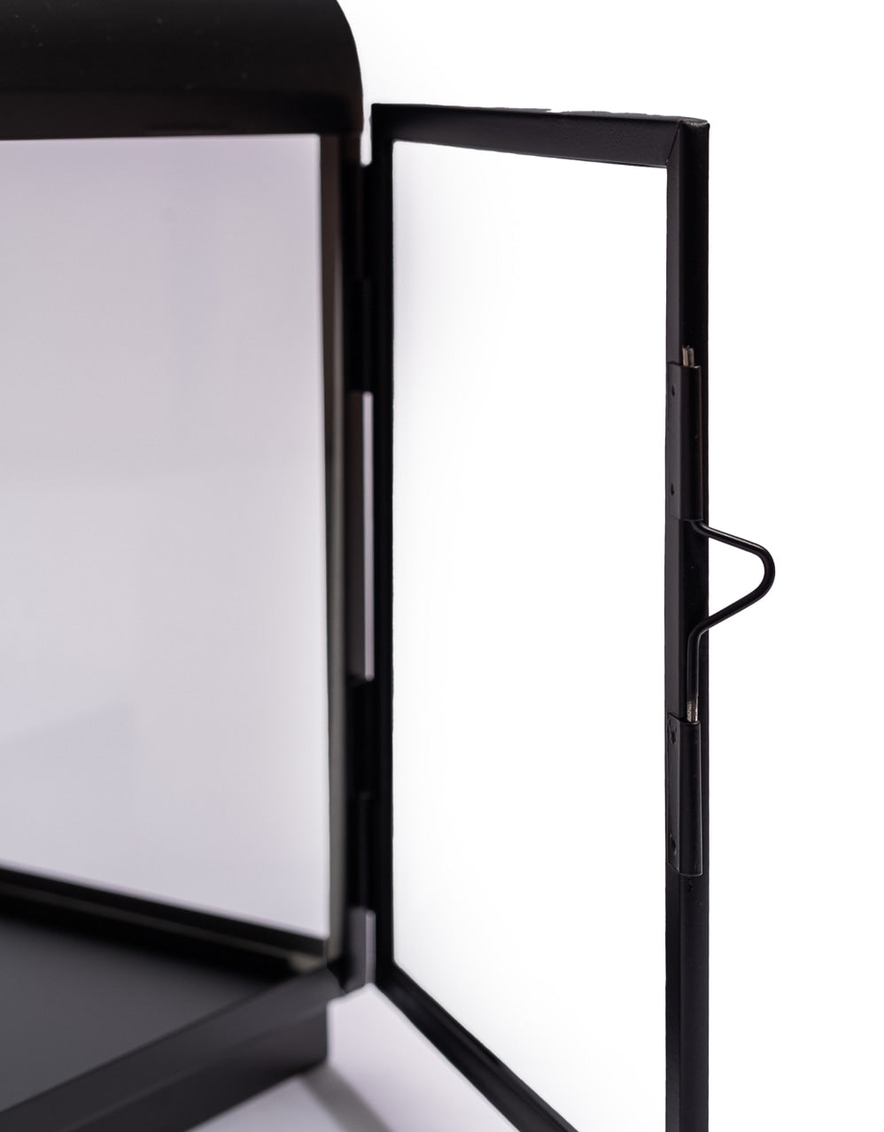 Medium Square Matt Black Steel and Glass Lantern