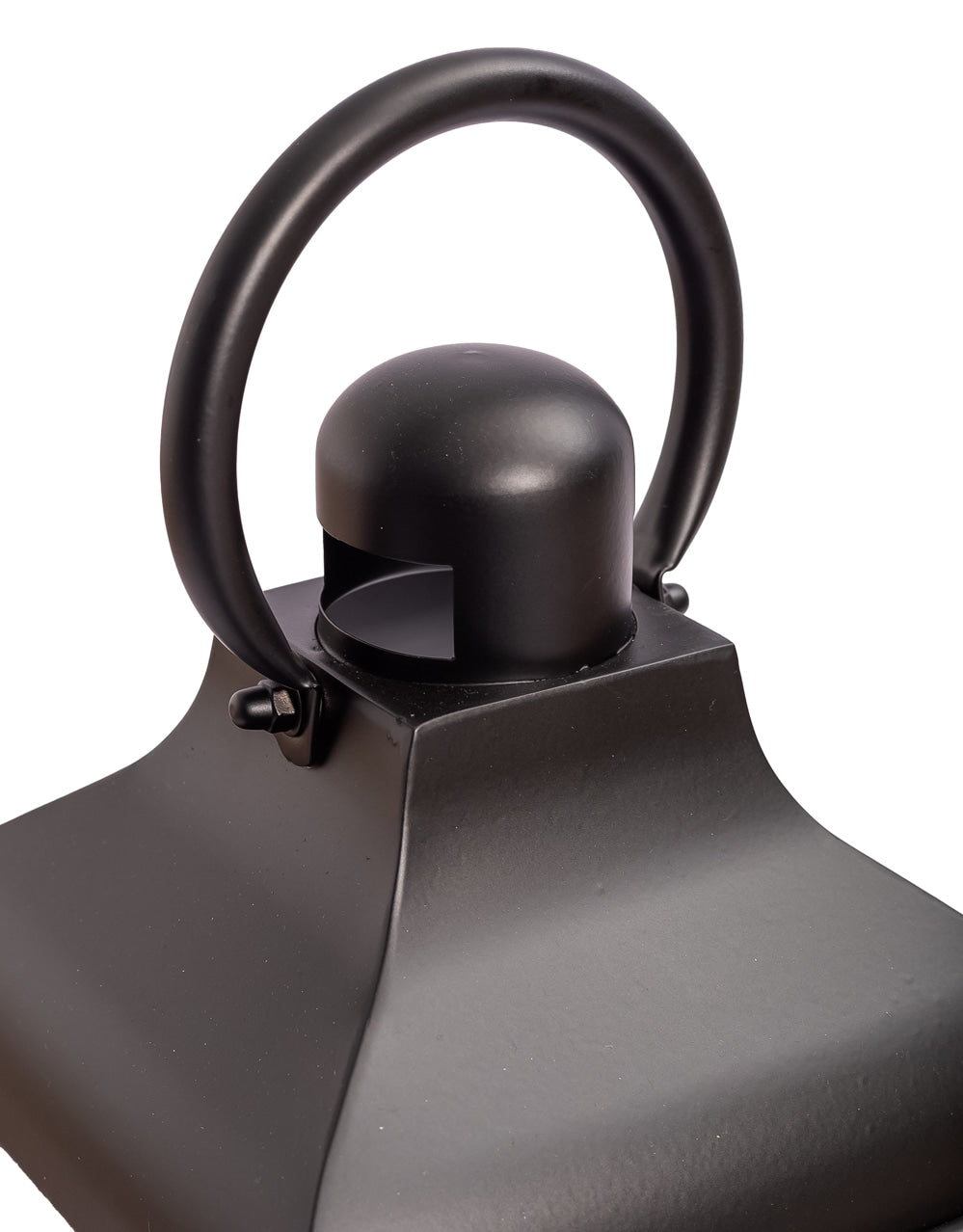 Large Square Matt Black Steel and Glass Lantern