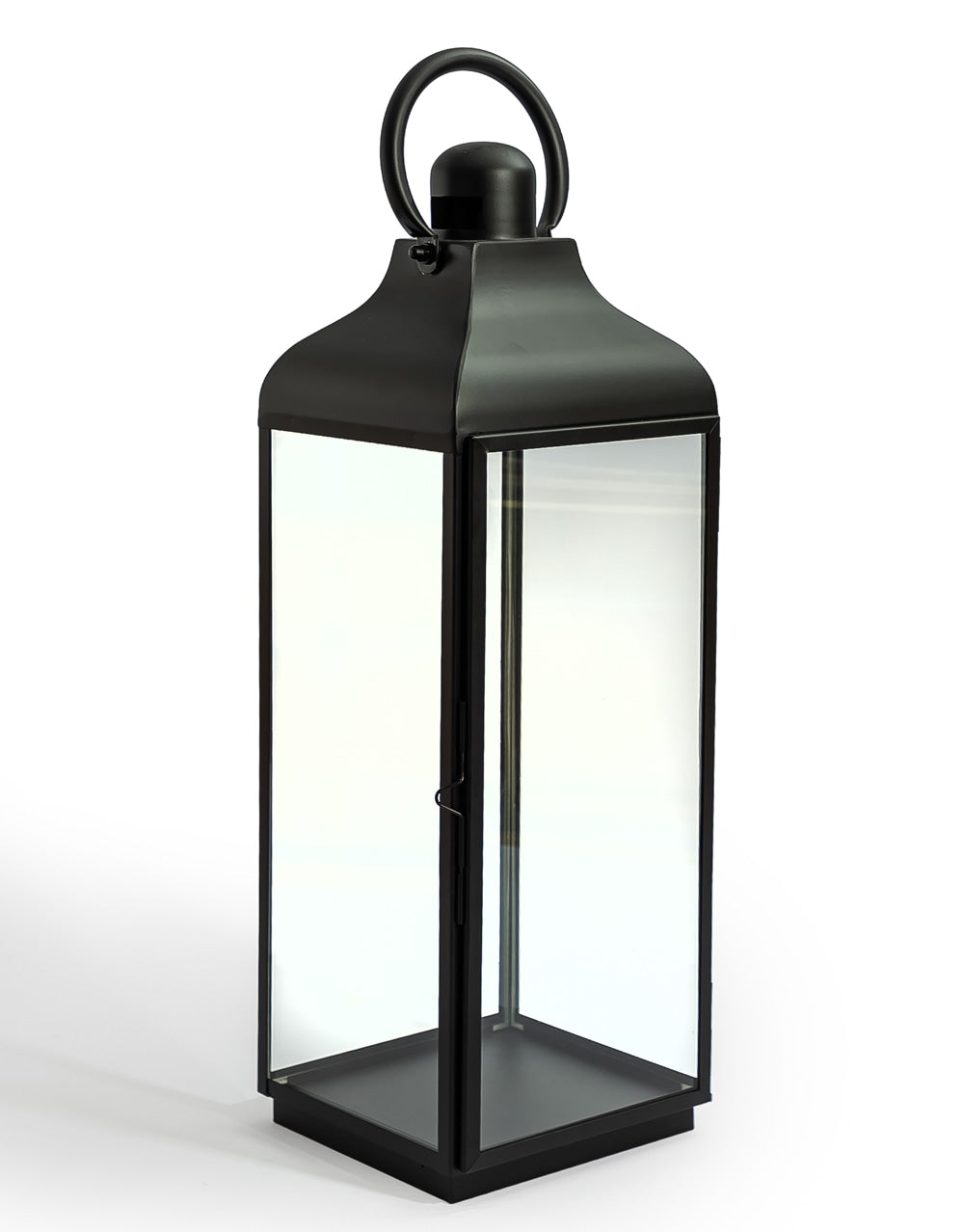 Extra Large Square Matt Black Steel & Glass Lantern
