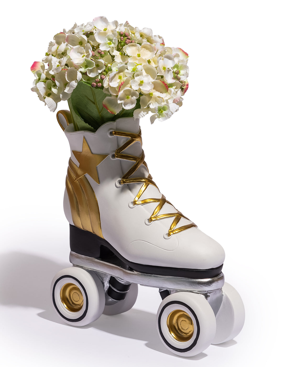 Retro Roller Skate Vase - White / Gold / Black