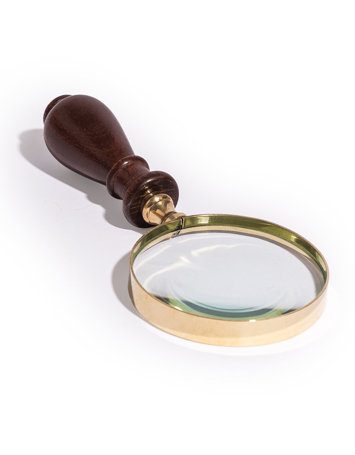 Small Brass Magnifying Glass with Brown Wood Handle