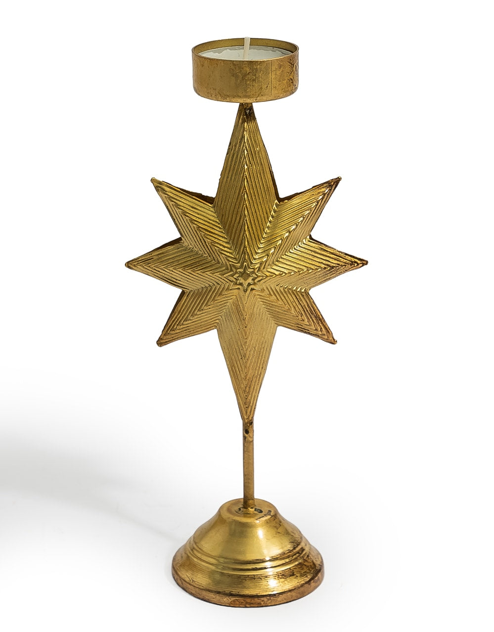 Gold Metal "North Star" Candle Holder