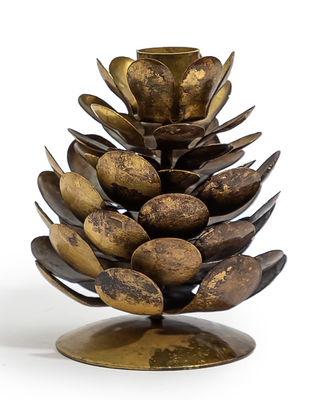 Antique Gold Pinecone Candle Holder