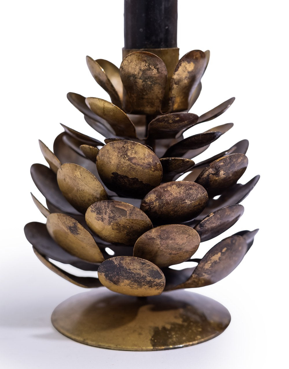 Antique Gold Pinecone Candle Holder