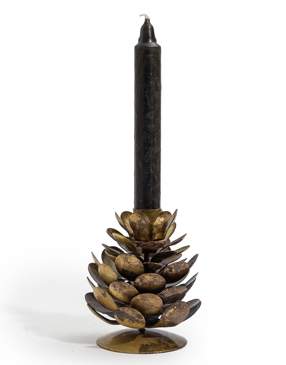 Antique Gold Pinecone Candle Holder