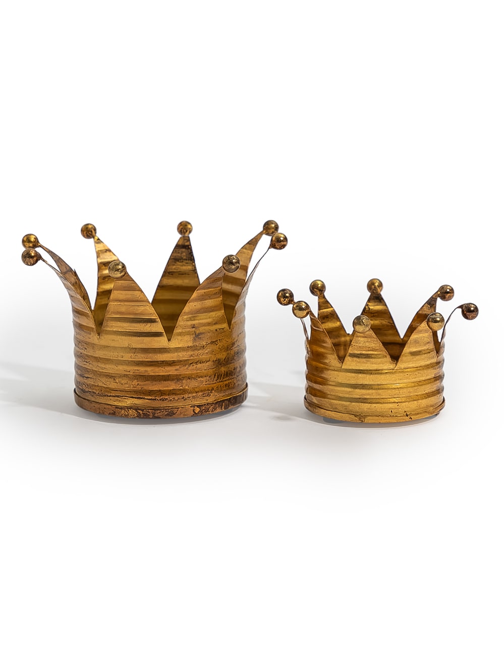 Set of 2 Gold Upcycled Crown Candle Holders