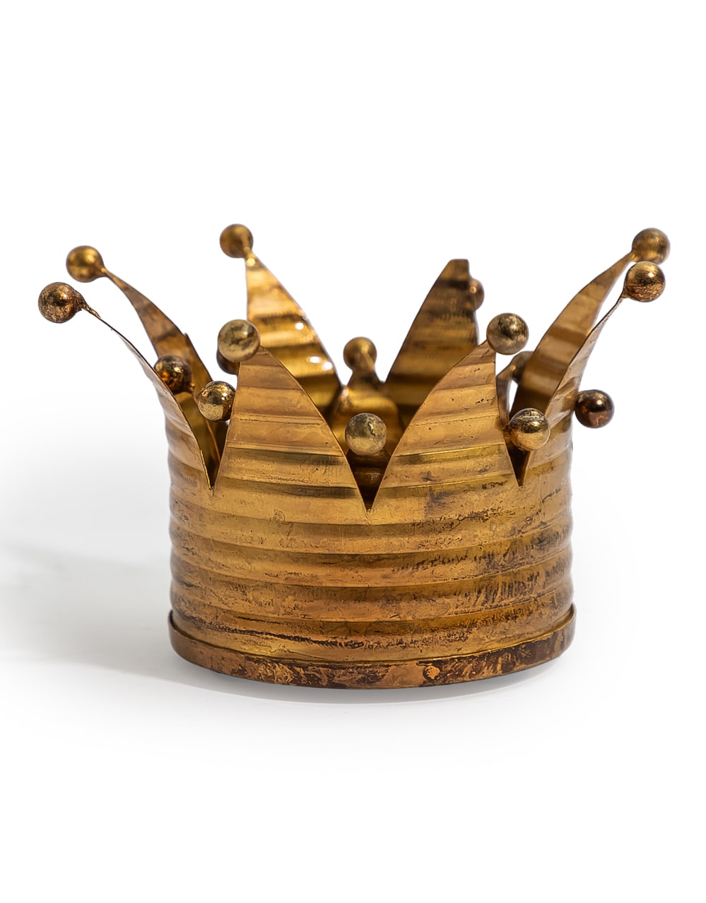 Set of 2 Gold Upcycled Crown Candle Holders