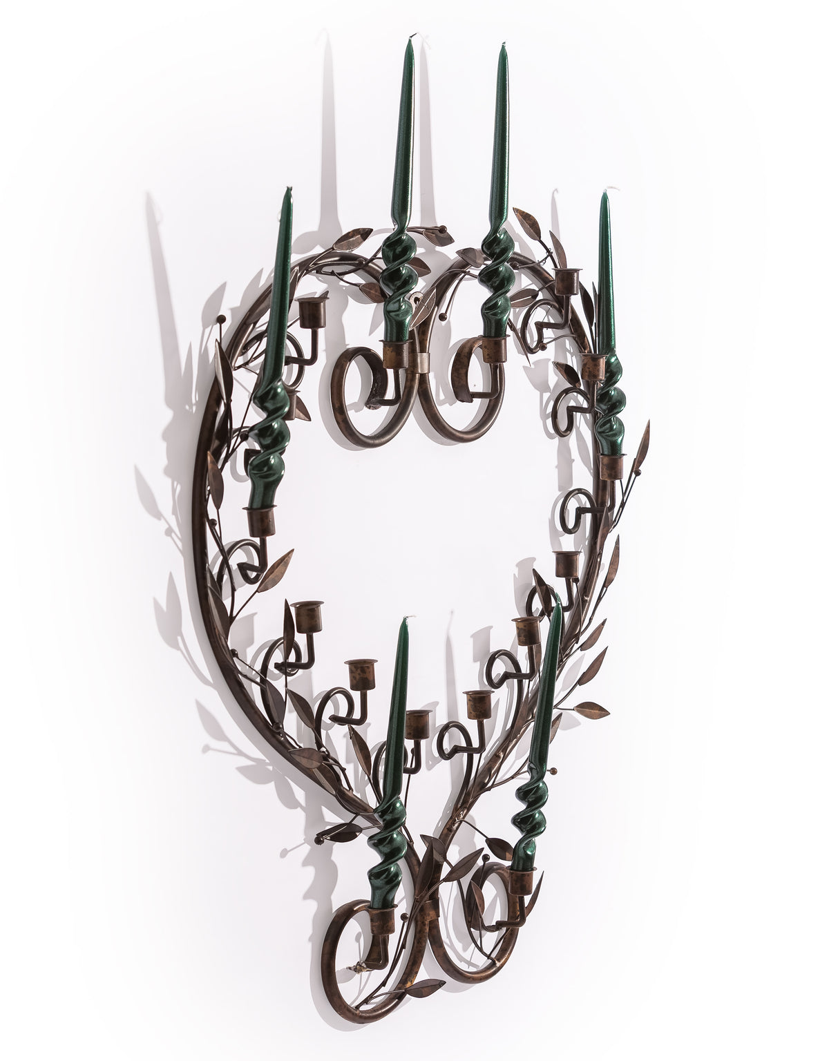 Large Antiqued Bronze Heart Wreath Wall Sconce