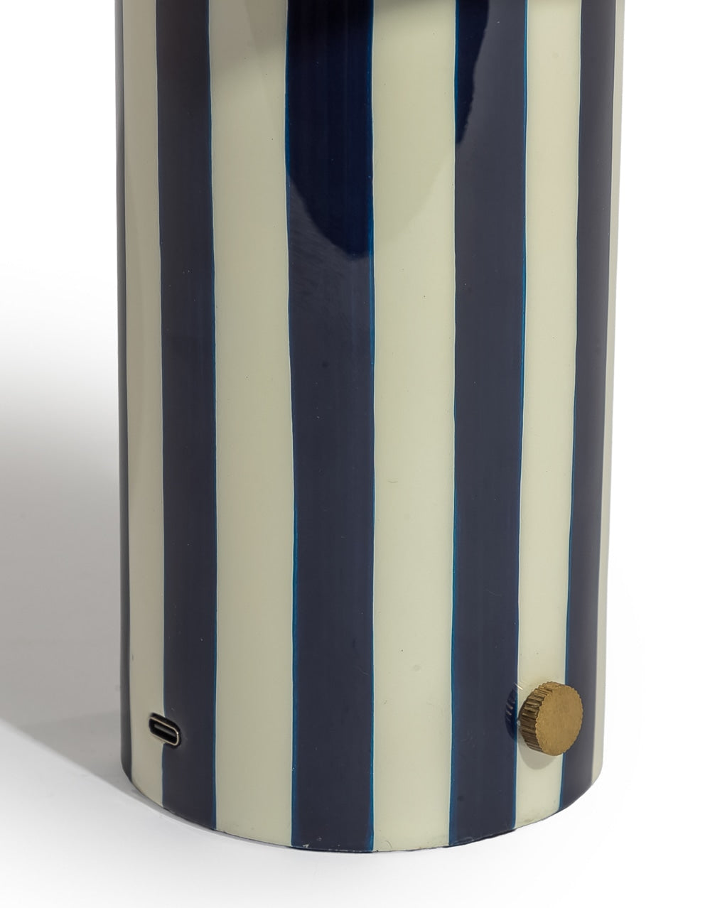 Navy Blue/White Stripe Rechargeable Table Lamp