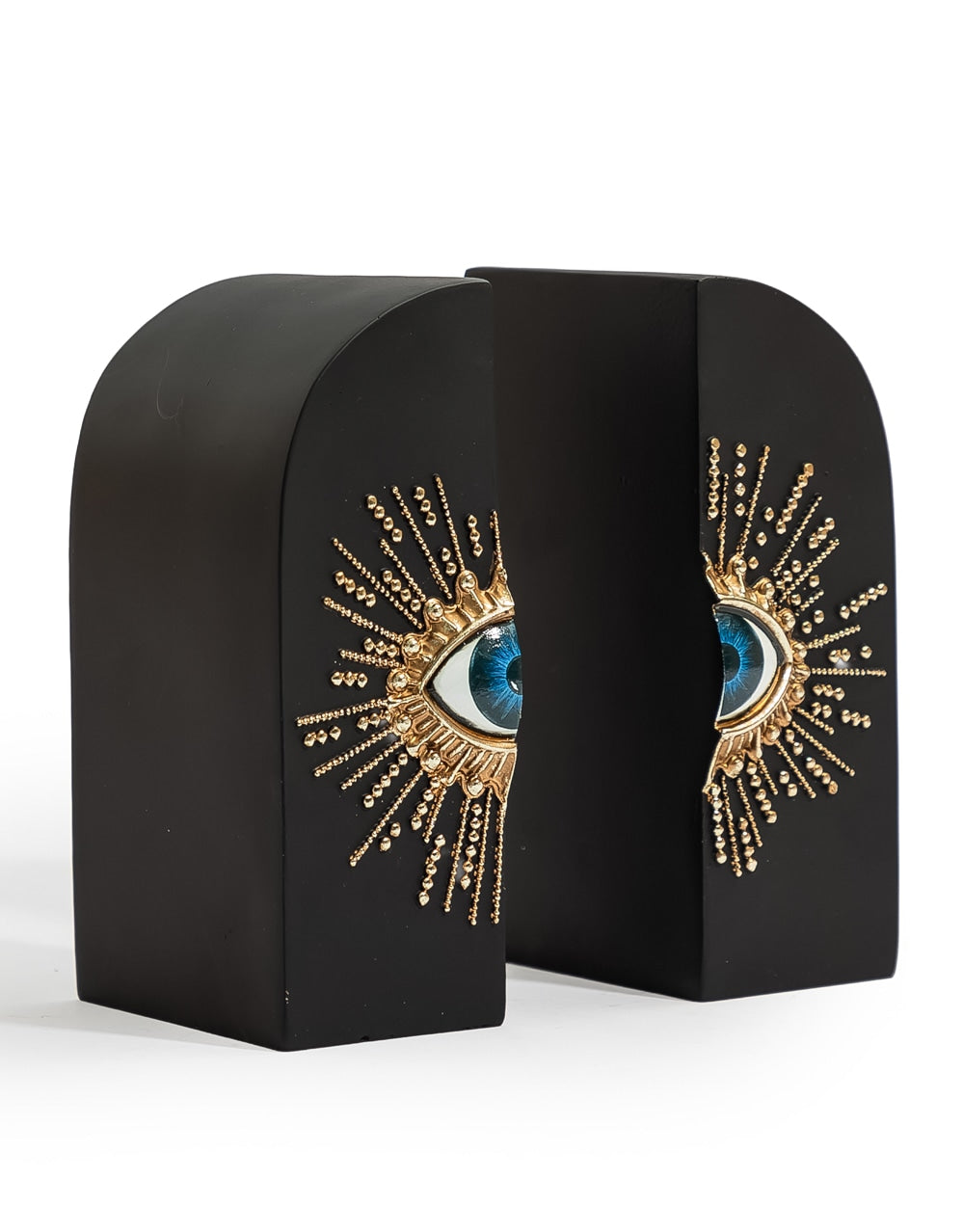 Pair of Embossed "Sunburst Eye" Bookends