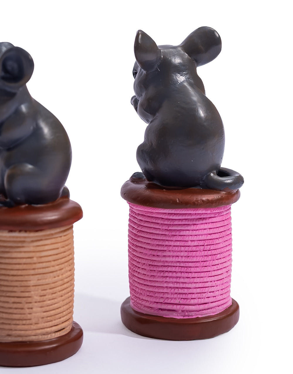 Assorted Set of 4 Mice on Pastel Colour Cotton Reels
