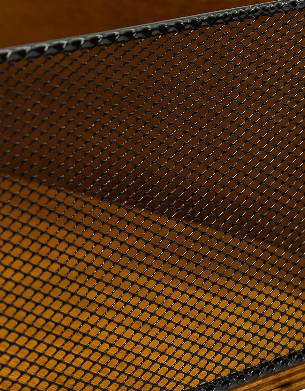 Classic Wood and Metal Mesh Record Box