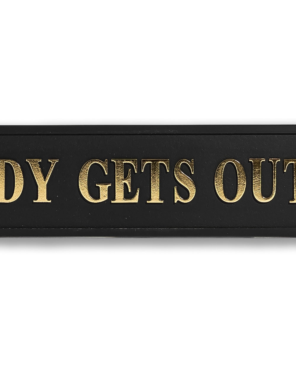 Black & Gold "Nobody Gets Out Sober" Wall Sign
