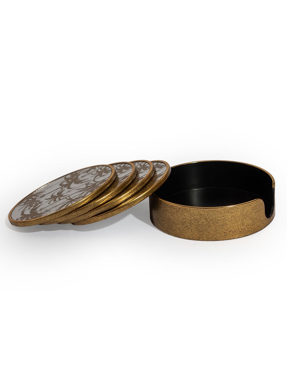 Set of 4 Mirrored Palm Tree Round Coasters